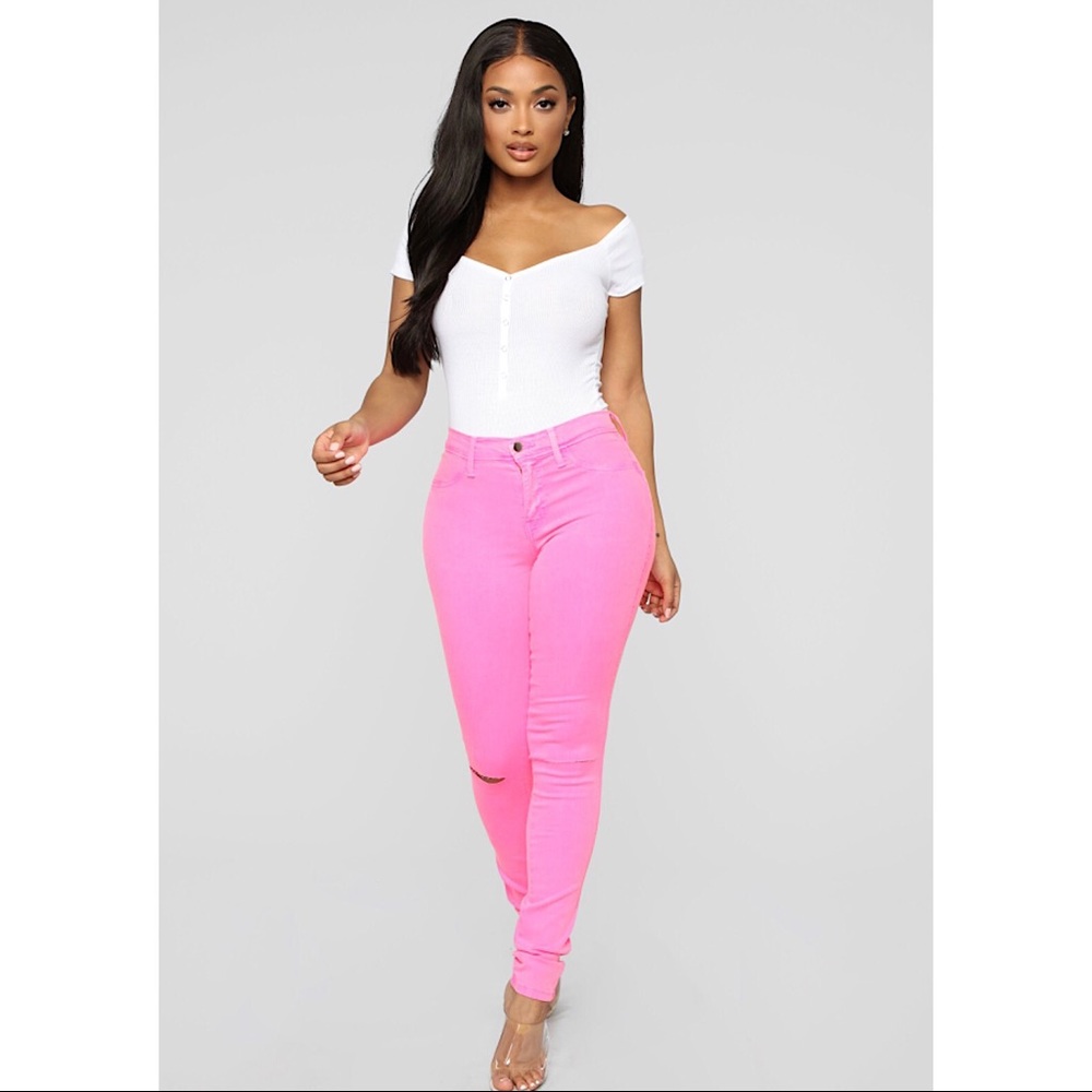FASHION NOVA Canopy Jeans - Neon Pink - SIZE 11